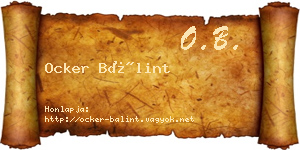 Ocker Bálint névjegykártya